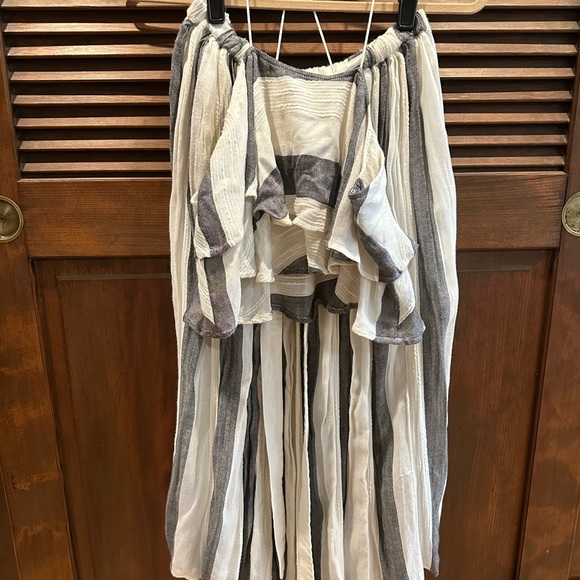 Free People Grey/white Linen Two-piece set - Picture 2 of 3